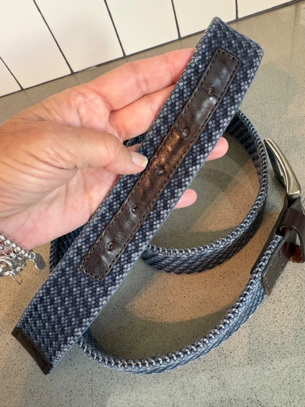 Tommy Bahama cloth and leather belt - size 44 (see pic)